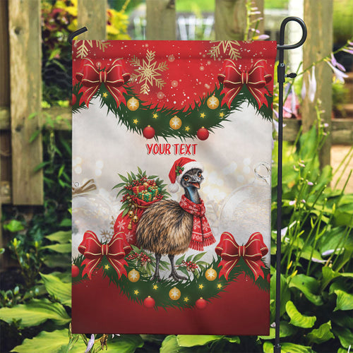 Personalised Emu Australia Christmas Garden Flag Merry Xmas Bows
