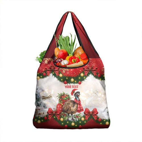 Personalised Emu Australia Christmas Grocery Bag Merry Xmas Bows