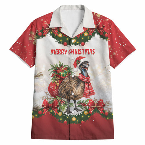 Personalised Emu Australia Christmas Hawaiian Shirt Merry Xmas Bows