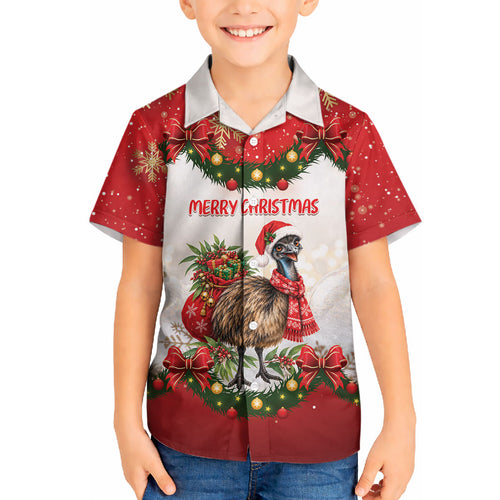 Personalised Emu Australia Christmas Hawaiian Shirt Merry Xmas Bows