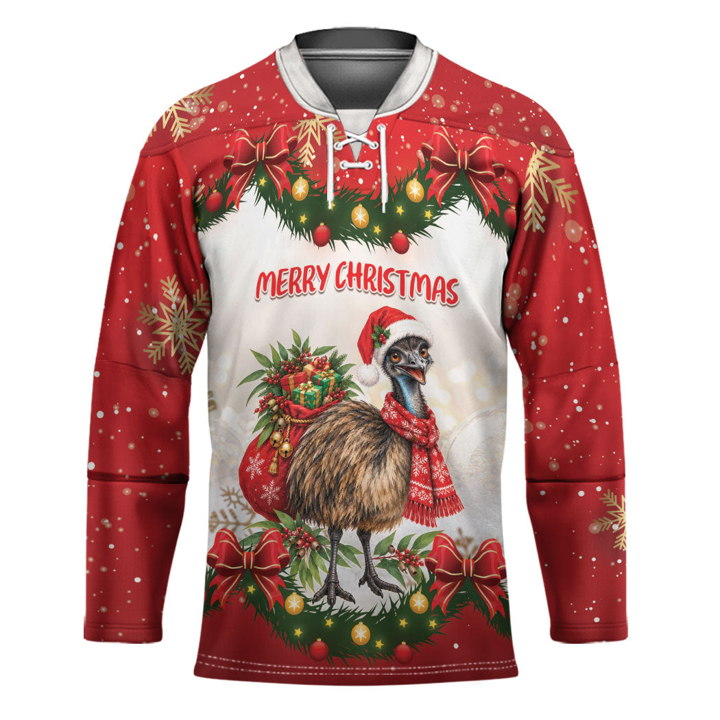 Personalised Emu Australia Christmas Hockey Jersey Merry Xmas Bows