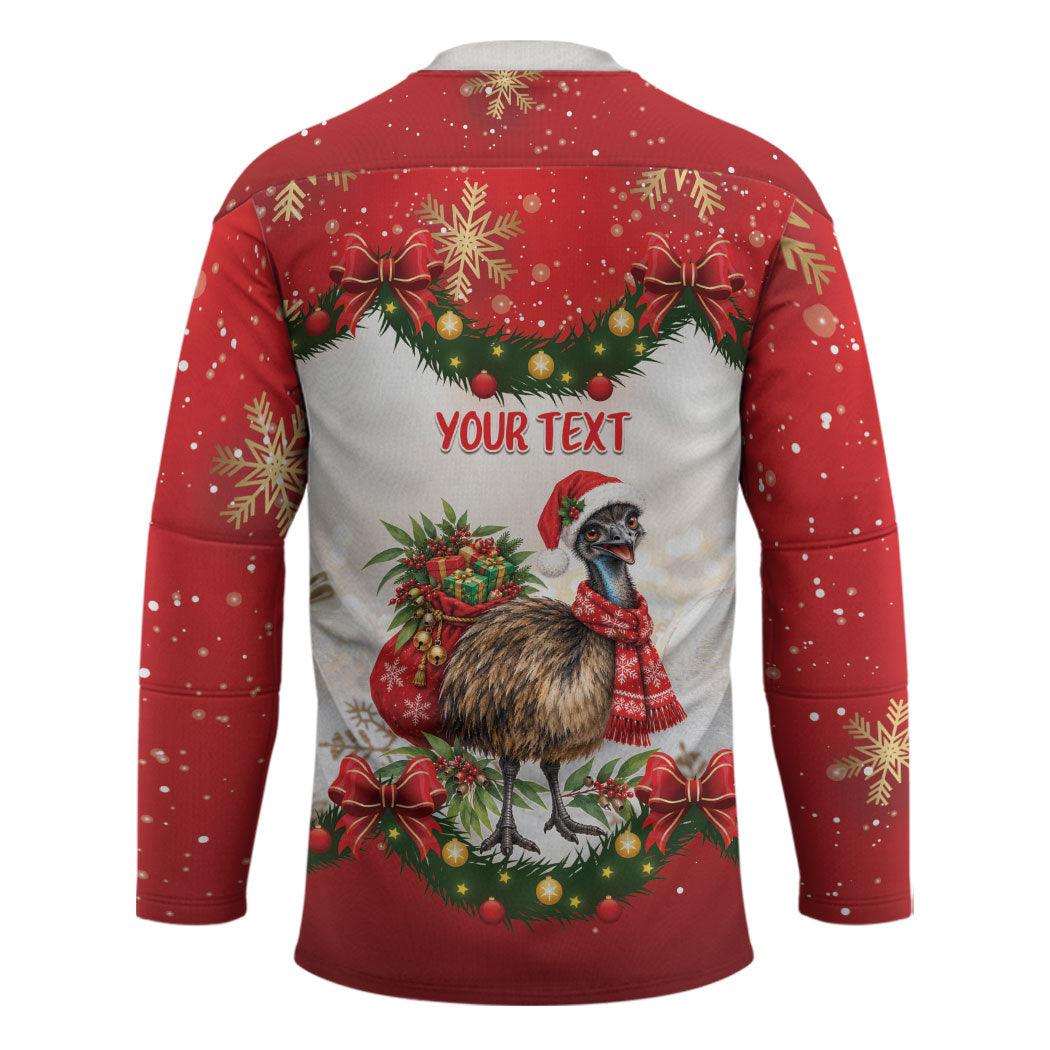 Personalised Emu Australia Christmas Hockey Jersey Merry Xmas Bows