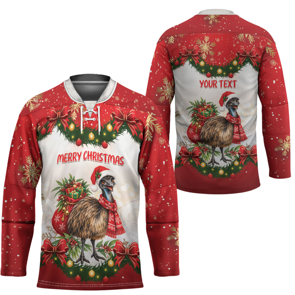 Personalised Emu Australia Christmas Hockey Jersey Merry Xmas Bows