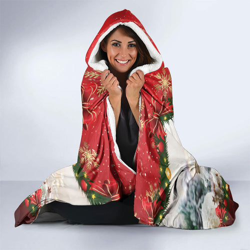 Personalised Emu Australia Christmas Hooded Blanket Merry Xmas Bows