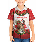 Personalised Emu Australia Christmas Kid Hawaiian Shirt Merry Xmas Bows