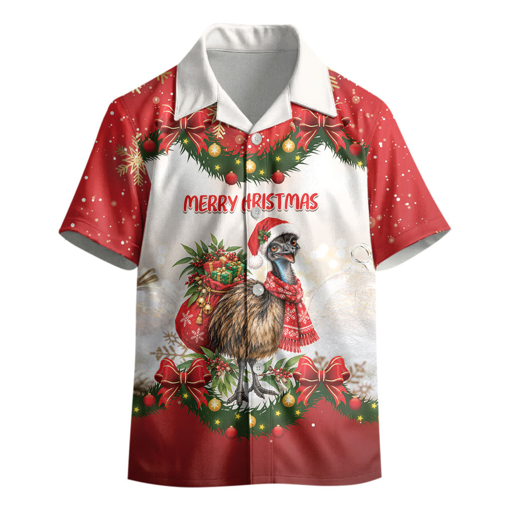 Personalised Emu Australia Christmas Kid Hawaiian Shirt Merry Xmas Bows