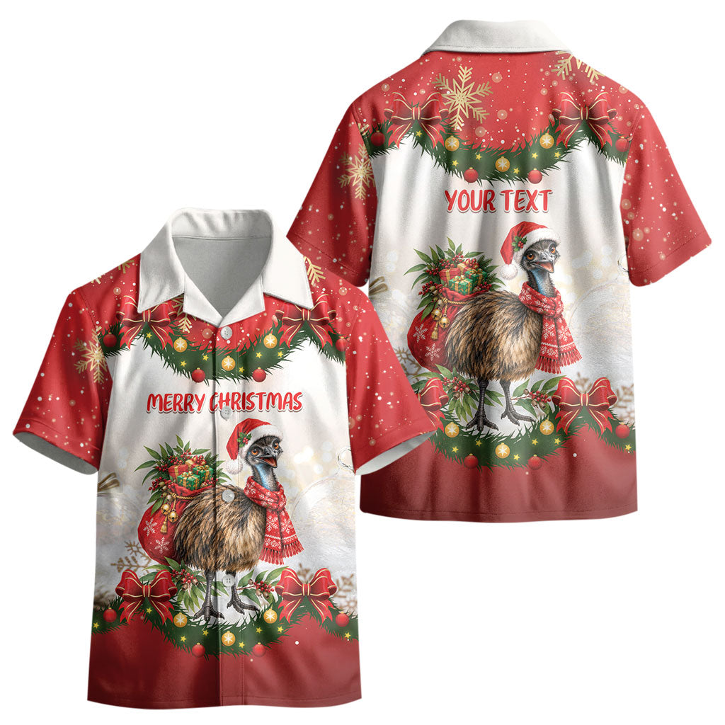 Personalised Emu Australia Christmas Kid Hawaiian Shirt Merry Xmas Bows