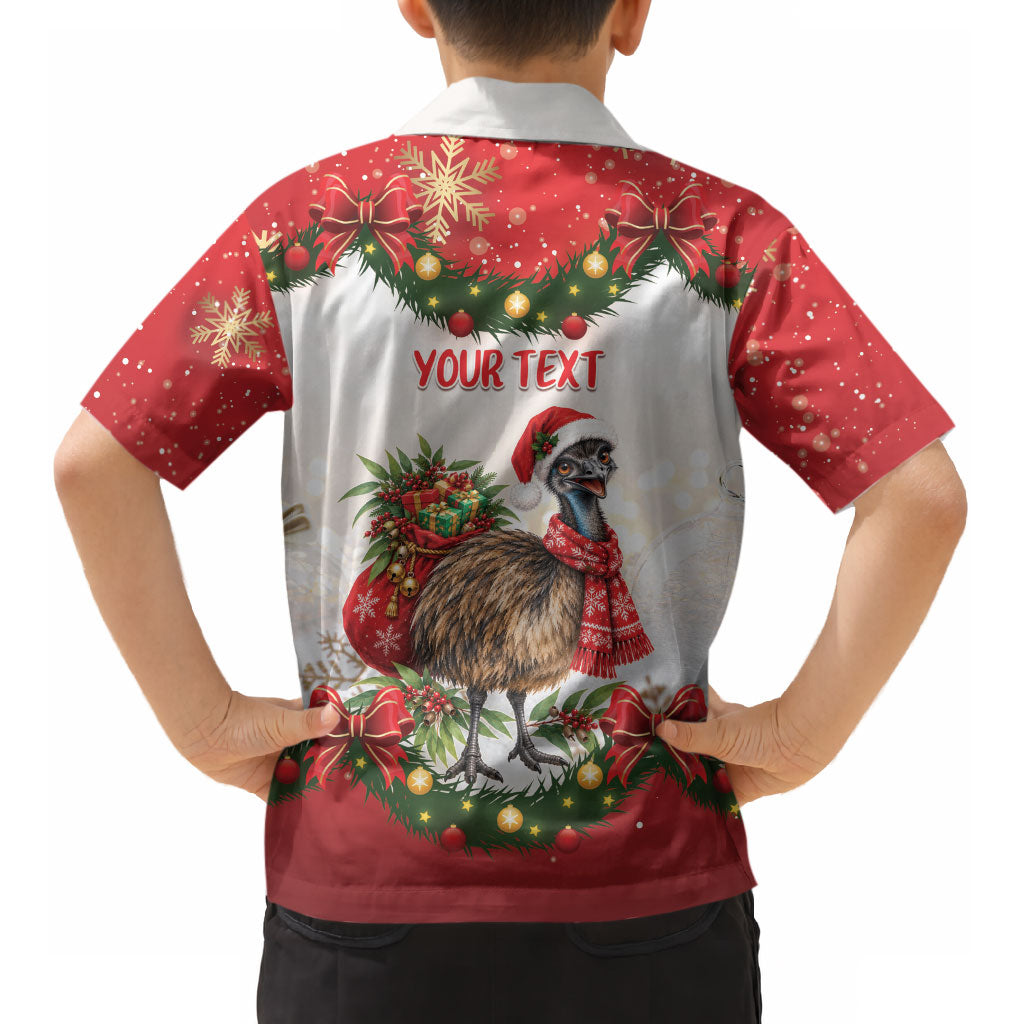 Personalised Emu Australia Christmas Kid Hawaiian Shirt Merry Xmas Bows