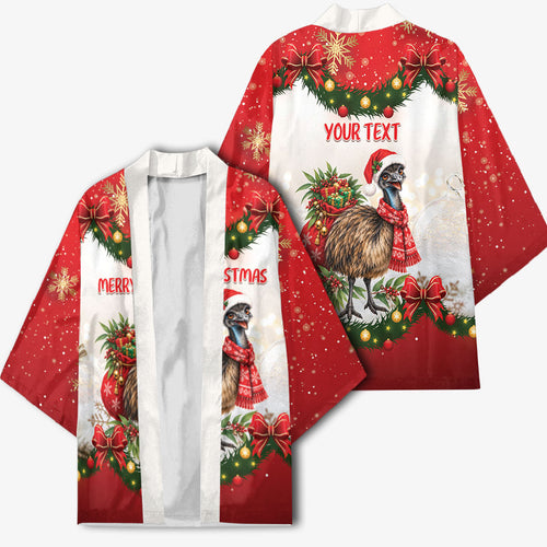 Personalised Emu Australia Christmas Kimono Merry Xmas Bows