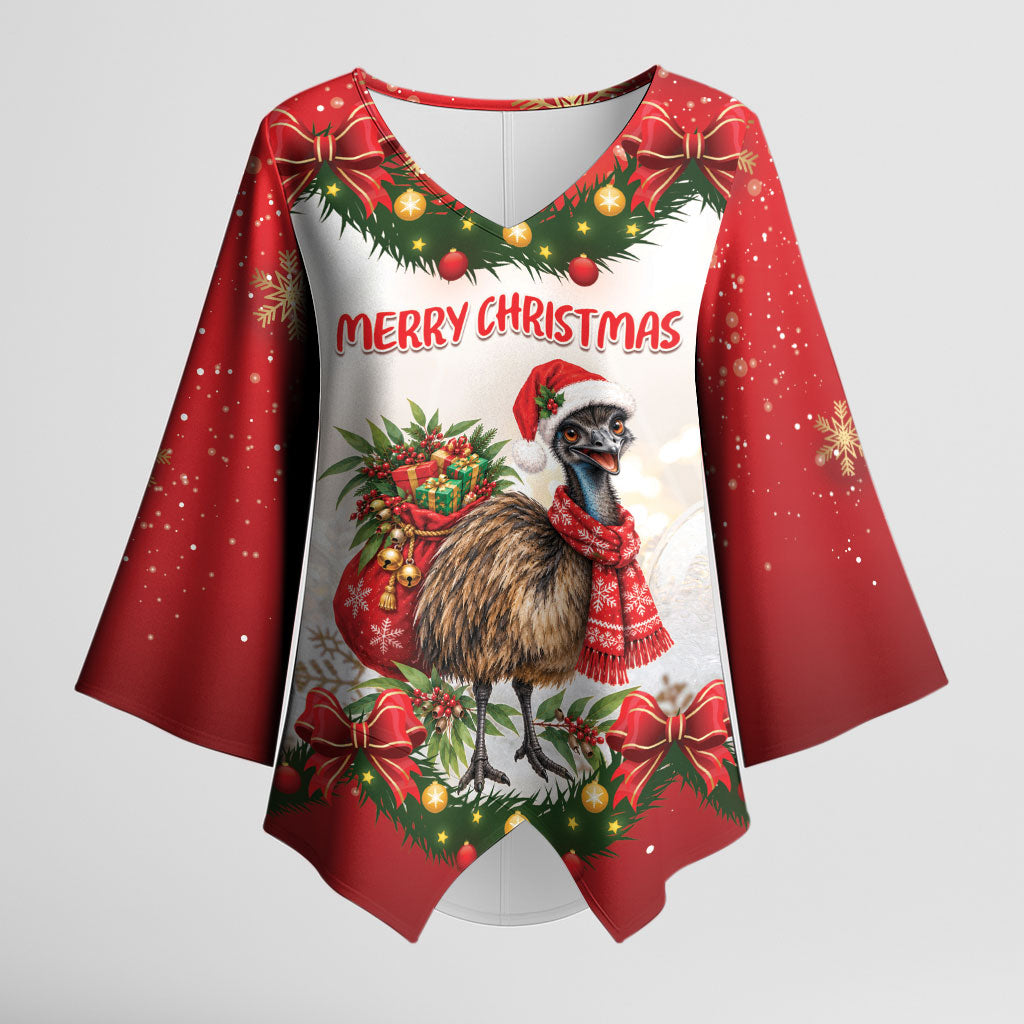 Personalised Emu Australia Christmas Kimono Sleeve Blouse Merry Xmas Bows