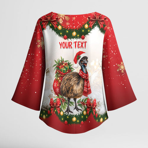 Personalised Emu Australia Christmas Kimono Sleeve Blouse Merry Xmas Bows