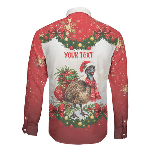 Personalised Emu Australia Christmas Long Sleeve Button Shirt Merry Xmas Bows