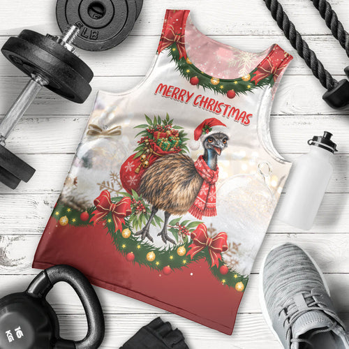 Personalised Emu Australia Christmas Men Tank Top Merry Xmas Bows