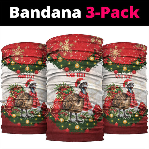 Personalised Emu Australia Christmas Neck Gaiter Merry Xmas Bows