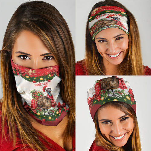 Personalised Emu Australia Christmas Neck Gaiter Merry Xmas Bows