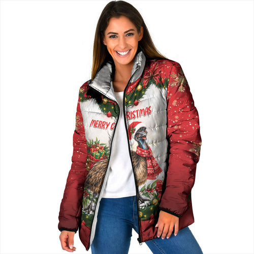 Personalised Emu Australia Christmas Padded Jacket Merry Xmas Bows