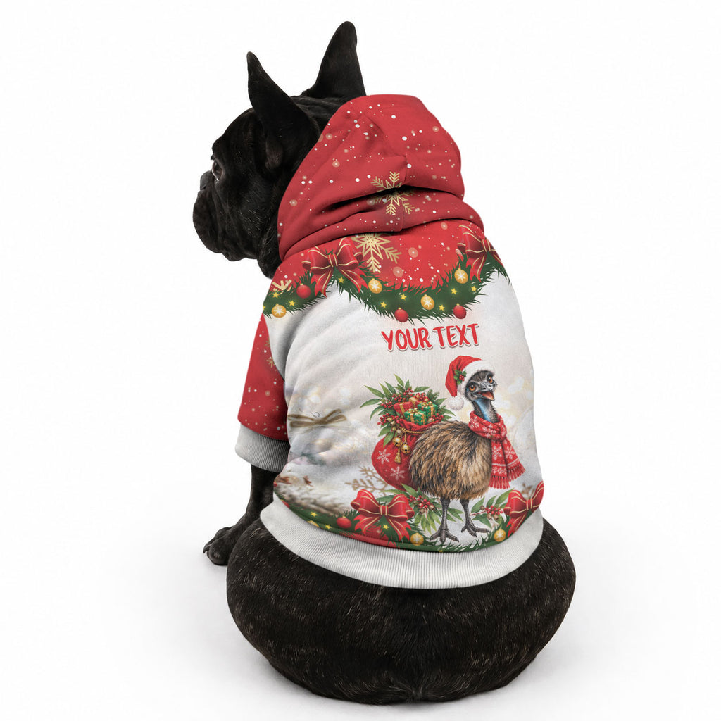 Personalised Emu Australia Christmas Pet Hoodie Merry Xmas Bows