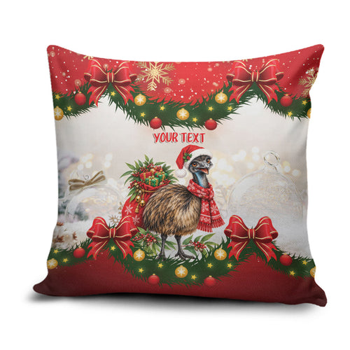 Personalised Emu Australia Christmas Pillow Cover Merry Xmas Bows