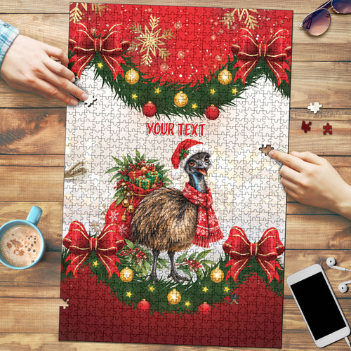 Personalised Emu Australia Christmas Puzzle Merry Xmas Bows