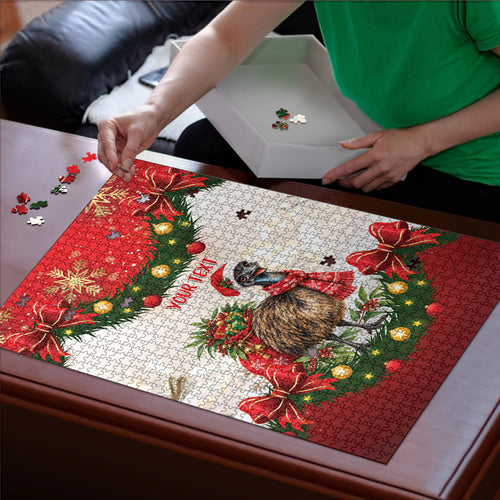 Personalised Emu Australia Christmas Puzzle Merry Xmas Bows