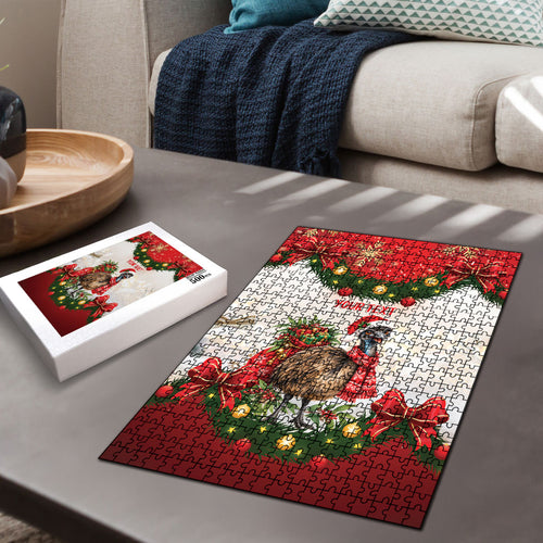Personalised Emu Australia Christmas Puzzle Merry Xmas Bows