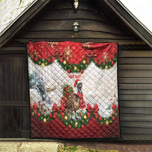 Personalised Emu Australia Christmas Quilt Merry Xmas Bows