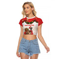 Personalised Emu Australia Christmas Raglan Cropped T Shirt Merry Xmas Bows
