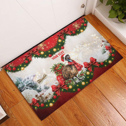 Personalised Emu Australia Christmas Rubber Doormat Merry Xmas Bows