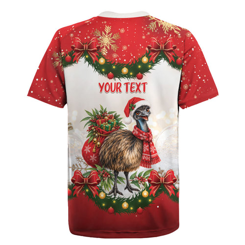 Personalised Emu Australia Christmas Rugby Jersey Merry Xmas Bows