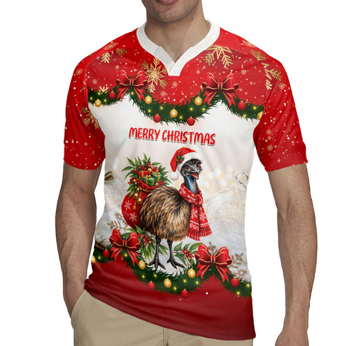 Personalised Emu Australia Christmas Rugby Jersey Merry Xmas Bows