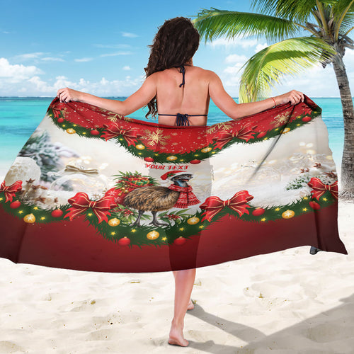 Personalised Emu Australia Christmas Sarong Merry Xmas Bows