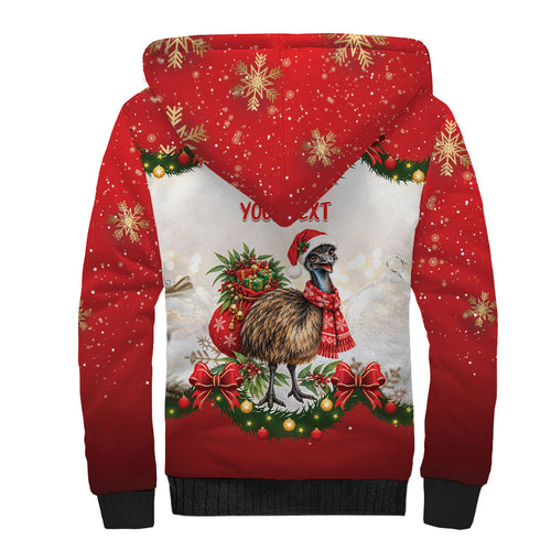 Personalised Emu Australia Christmas Sherpa Hoodie Merry Xmas Bows