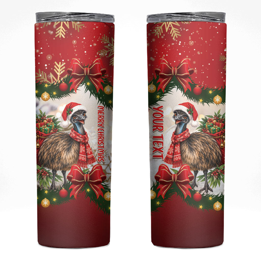 Personalised Emu Australia Christmas Skinny Tumbler Merry Xmas Bows