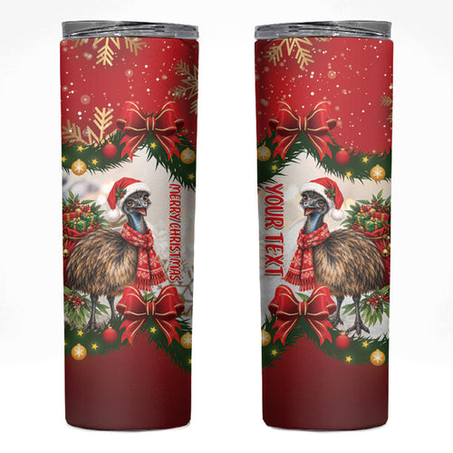Personalised Emu Australia Christmas Skinny Tumbler Merry Xmas Bows