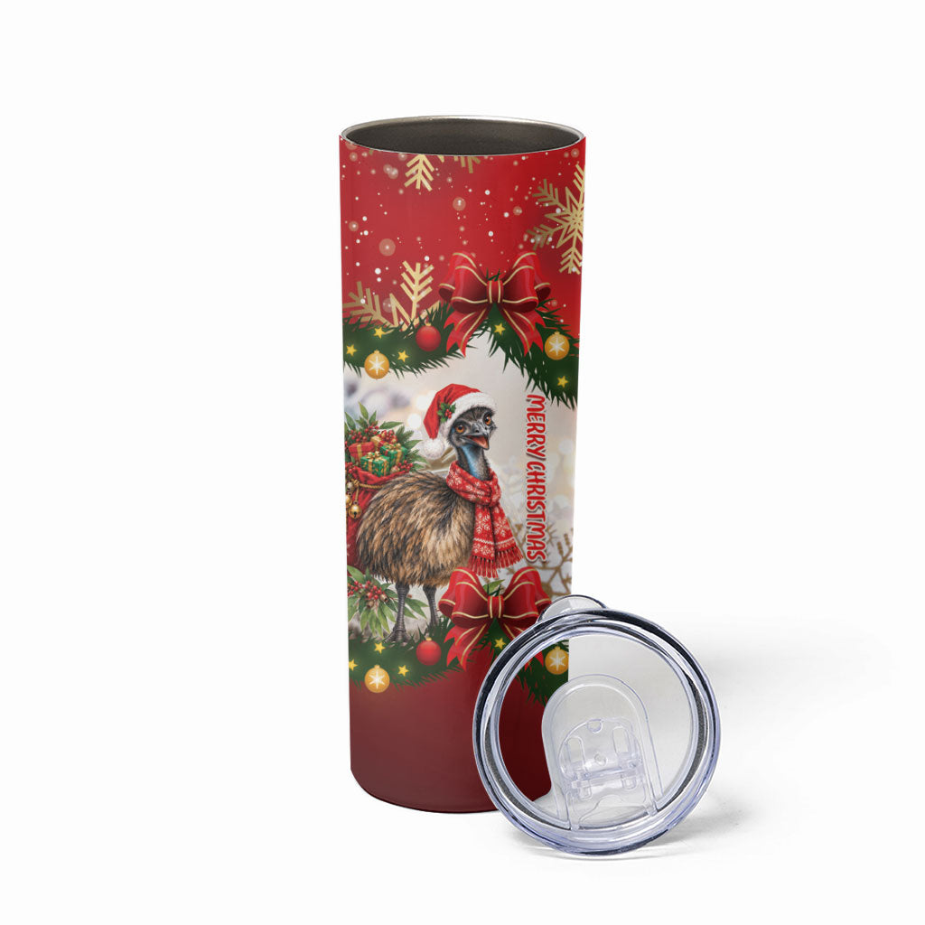 Personalised Emu Australia Christmas Skinny Tumbler Merry Xmas Bows