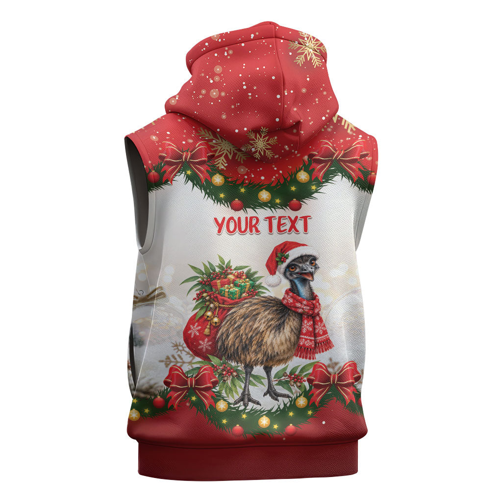 Personalised Emu Australia Christmas Sleeveless Zip Hoodie Merry Xmas Bows