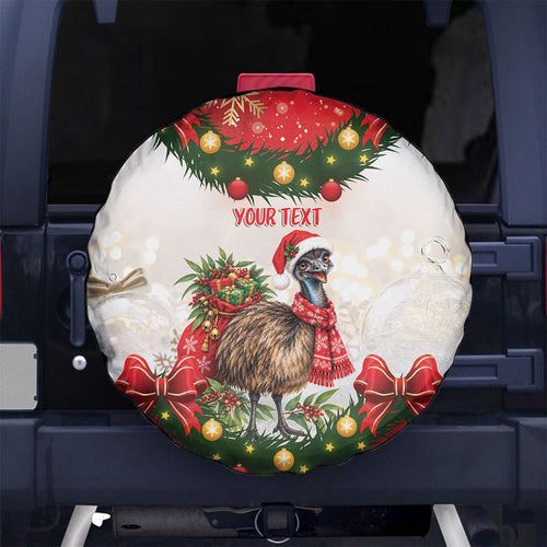 Personalised Emu Australia Christmas Spare Tire Cover Merry Xmas Bows