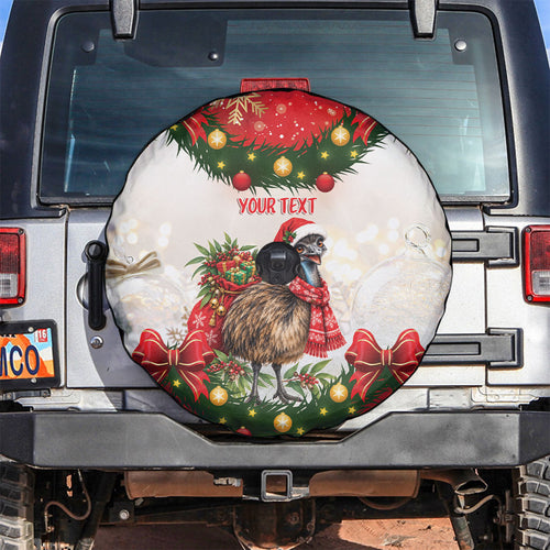 Personalised Emu Australia Christmas Spare Tire Cover Merry Xmas Bows