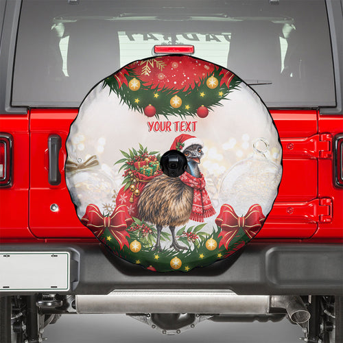Personalised Emu Australia Christmas Spare Tire Cover Merry Xmas Bows