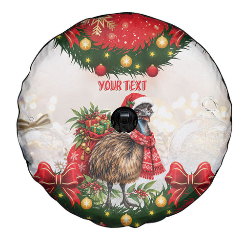 Personalised Emu Australia Christmas Spare Tire Cover Merry Xmas Bows