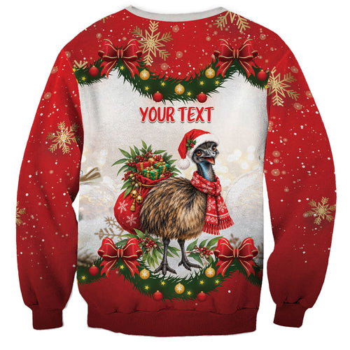 Personalised Emu Australia Christmas Sweatshirt Merry Xmas Bows
