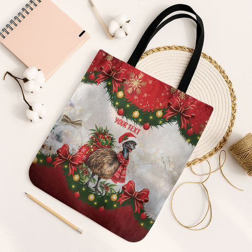 Personalised Emu Australia Christmas Tote Bag Merry Xmas Bows