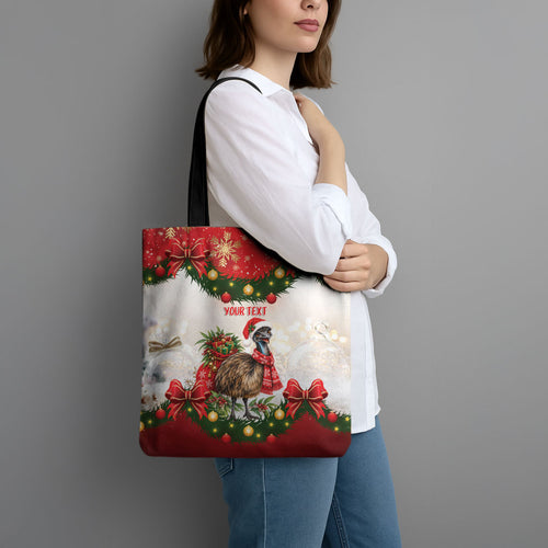 Personalised Emu Australia Christmas Tote Bag Merry Xmas Bows