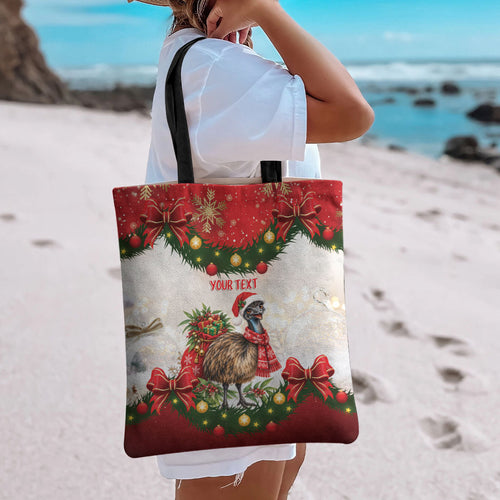 Personalised Emu Australia Christmas Tote Bag Merry Xmas Bows