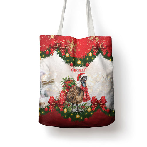 Personalised Emu Australia Christmas Tote Bag Merry Xmas Bows