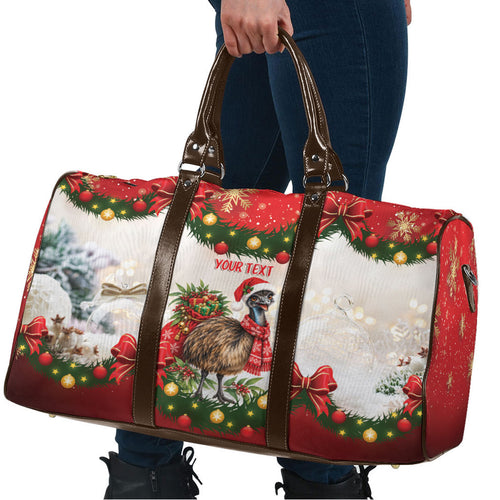Personalised Emu Australia Christmas Travel Bag Merry Xmas Bows
