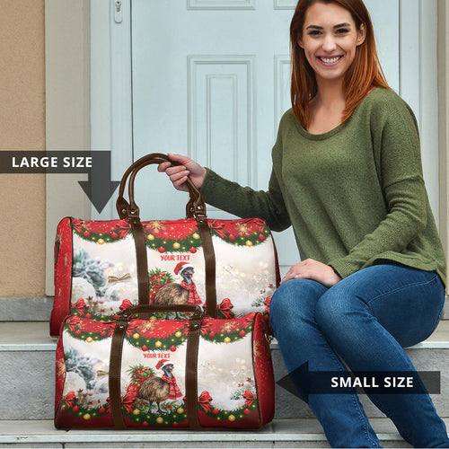 Personalised Emu Australia Christmas Travel Bag Merry Xmas Bows