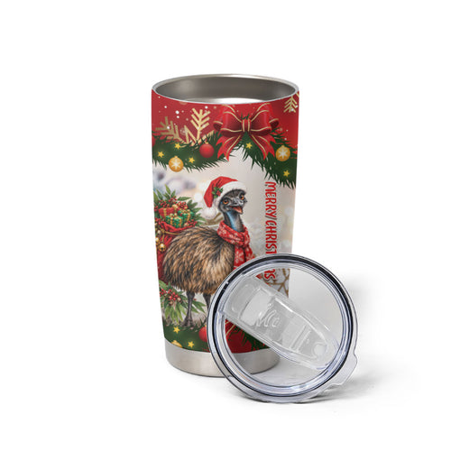 Personalised Emu Australia Christmas Tumbler Cup Merry Xmas Bows