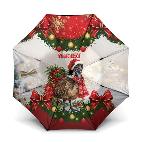 Personalised Emu Australia Christmas Umbrella Merry Xmas Bows