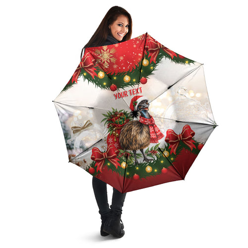 Personalised Emu Australia Christmas Umbrella Merry Xmas Bows